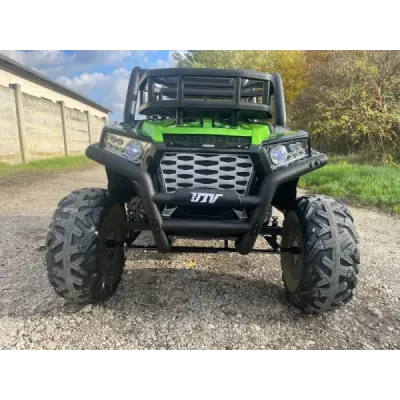 Elektrické autíčko UTV 24V, červené, dvoumístné, 2 x 200 W Motor, EVA kola, odpružené nápravy, elektrická brzda, čalouněné sedad