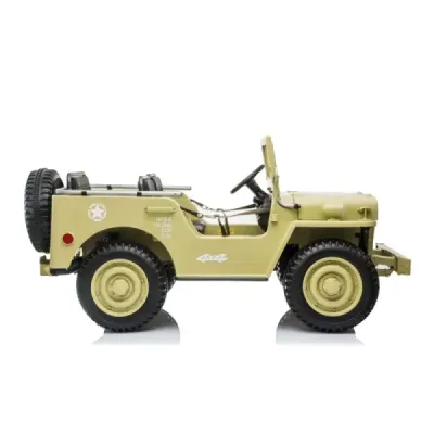 Elektrické autíčko USA ARMY 4×4 – žluté, 3‑místné