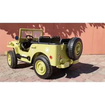 Elektrické autíčko USA ARMY 4×4 – žluté, 3‑místné
