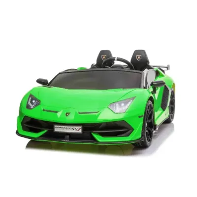 Elektrické autíčko Lamborghini Aventador 24V Dvoumístné, Zelené lakované, 2,4 GHz DO, Měkké PU Sedadla, LCD Displej, odpružení, 