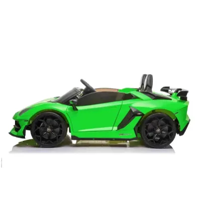 Elektrické autíčko Lamborghini Aventador 24V Dvoumístné, Zelené lakované, 2,4 GHz DO, Měkké PU Sedadla, LCD Displej, odpružení, 