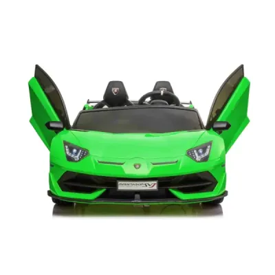 Elektrické autíčko Lamborghini Aventador 24V Dvoumístné, Zelené lakované, 2,4 GHz DO, Měkké PU Sedadla, LCD Displej, odpružení, 