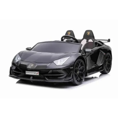 Elektrické autíčko Lamborghini Aventador 24V Dvoumístné, černé lakované, 2,4 GHz DO, Měkké PU Sedadla, LCD Displej, odpružení, v