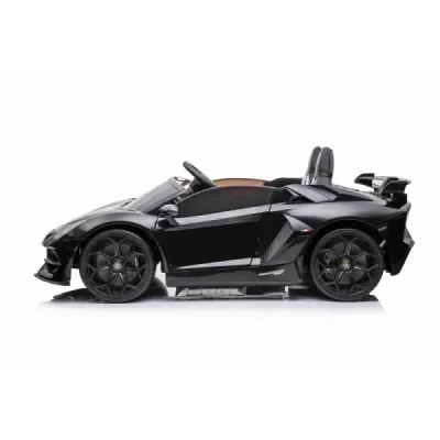 Elektrické autíčko Lamborghini Aventador 24V Dvoumístné, černé lakované, 2,4 GHz DO, Měkké PU Sedadla, LCD Displej, odpružení, v