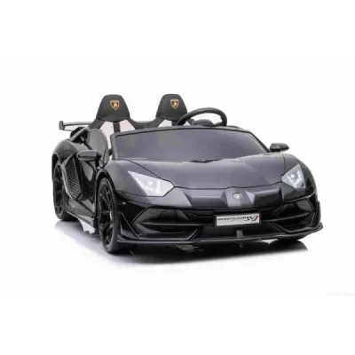 Elektrické autíčko Lamborghini Aventador 24V Dvoumístné, černé lakované, 2,4 GHz DO, Měkké PU Sedadla, LCD Displej, odpružení, v