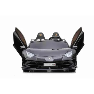 Elektrické autíčko Lamborghini Aventador 24V Dvoumístné, černé lakované, 2,4 GHz DO, Měkké PU Sedadla, LCD Displej, odpružení, v
