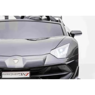 Elektrické autíčko Lamborghini Aventador 24V Dvoumístné, černé lakované, 2,4 GHz DO, Měkké PU Sedadla, LCD Displej, odpružení, v