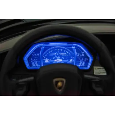 Elektrické autíčko Lamborghini Aventador 24V Dvoumístné, černé lakované, 2,4 GHz DO, Měkké PU Sedadla, LCD Displej, odpružení, v