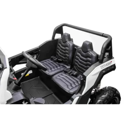 Elektrické autíčko UTV XXL 24V, bílé, dvoumístné, výkonný motor s diferenciálem, Nafukovací gumové kola, odpružené zadní nápravy