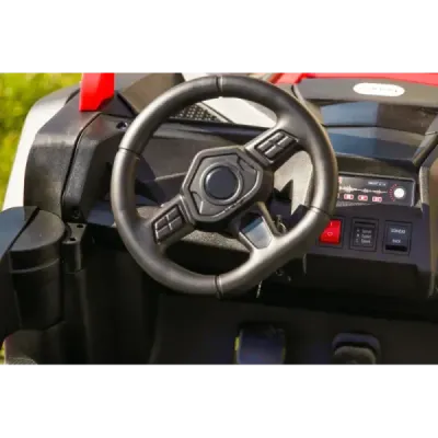 Elektrické autíčko UTV XXL 24V, bílé, dvoumístné, výkonný motor s diferenciálem, Nafukovací gumové kola, odpružené zadní nápravy