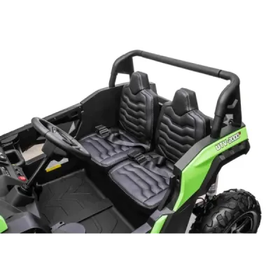 Elektrické autíčko UTV XXL 24V, zelené, dvoumístné, výkonný motor s diferenciálem, Nafukovací gumové kola, odpružené zadní nápra