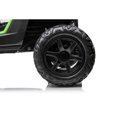 Elektrické autíčko UTV XXL 24V, zelené, dvoumístné, výkonný motor s diferenciálem, Nafukovací gumové kola, odpružené zadní nápra