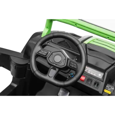 Elektrické autíčko UTV XXL 24V, zelené, dvoumístné, výkonný motor s diferenciálem, Nafukovací gumové kola, odpružené zadní nápra