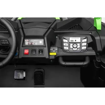 Elektrické autíčko UTV XXL 24V, zelené, dvoumístné, výkonný motor s diferenciálem, Nafukovací gumové kola, odpružené zadní nápra