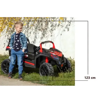 Elektrické autíčko UTV XXL 24V, zelené, dvoumístné, výkonný motor s diferenciálem, Nafukovací gumové kola, odpružené zadní nápra