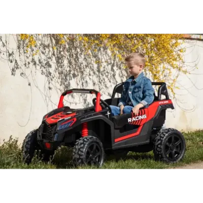 Elektrické autíčko UTV XXL 24V, zelené, dvoumístné, výkonný motor s diferenciálem, Nafukovací gumové kola, odpružené zadní nápra
