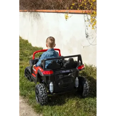 Elektrické autíčko UTV XXL 24V, zelené, dvoumístné, výkonný motor s diferenciálem, Nafukovací gumové kola, odpružené zadní nápra