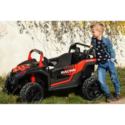 Elektrické autíčko UTV XXL 24V, zelené, dvoumístné, výkonný motor s diferenciálem, Nafukovací gumové kola, odpružené zadní nápra