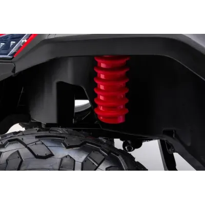 Elektrické autíčko UTV XXL 24V, červené, dvoumístné, Výkonný motor s diferenciálem, Nafukovací gumové kola, odpružené zadní nápr
