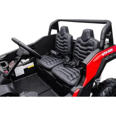 Elektrické autíčko UTV XXL 24V, červené, dvoumístné, Výkonný motor s diferenciálem, Nafukovací gumové kola, odpružené zadní nápr