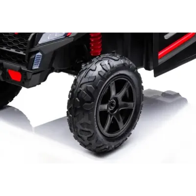 Elektrické autíčko UTV XXL 24V, červené, dvoumístné, Výkonný motor s diferenciálem, Nafukovací gumové kola, odpružené zadní nápr