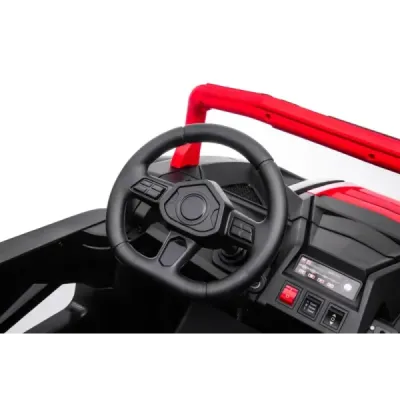 Elektrické autíčko UTV XXL 24V, červené, dvoumístné, Výkonný motor s diferenciálem, Nafukovací gumové kola, odpružené zadní nápr