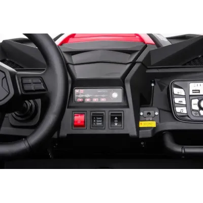 Elektrické autíčko UTV XXL 24V, červené, dvoumístné, Výkonný motor s diferenciálem, Nafukovací gumové kola, odpružené zadní nápr