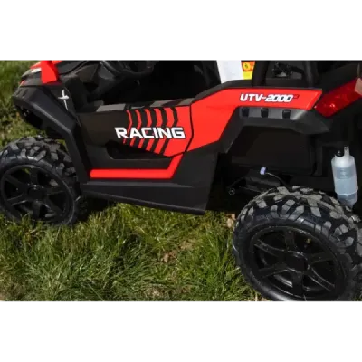 Elektrické autíčko UTV XXL 24V, červené, dvoumístné, Výkonný motor s diferenciálem, Nafukovací gumové kola, odpružené zadní nápr