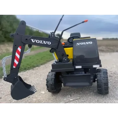 Elektrický Bagr Volvo Excavator 12V s podkopovou lžící, Jednomístné, zelený, měkké koženkové sedátko, MP3 Přehrávač s USB/SD/AUX