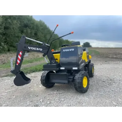 Elektrický Bagr Volvo Excavator 12V s podkopovou lžící, Jednomístné, zelený, měkké koženkové sedátko, MP3 Přehrávač s USB/SD/AUX