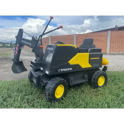 Elektrický Bagr Volvo Excavator 12V s podkopovou lžící, Jednomístné, zelený, měkké koženkové sedátko, MP3 Přehrávač s USB/SD/AUX