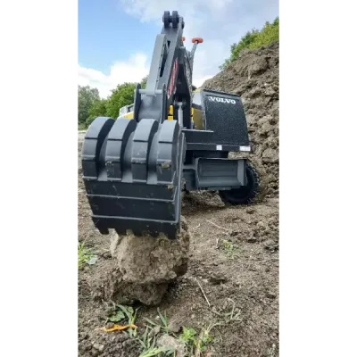 Elektrický Bagr Volvo Excavator 12V s podkopovou lžící, Jednomístné, zelený, měkké koženkové sedátko, MP3 Přehrávač s USB/SD/AUX
