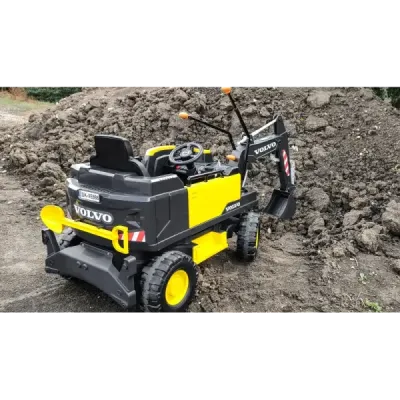 Elektrický Bagr Volvo Excavator 12V s podkopovou lžící, Jednomístné, zelený, měkké koženkové sedátko, MP3 Přehrávač s USB/SD/AUX