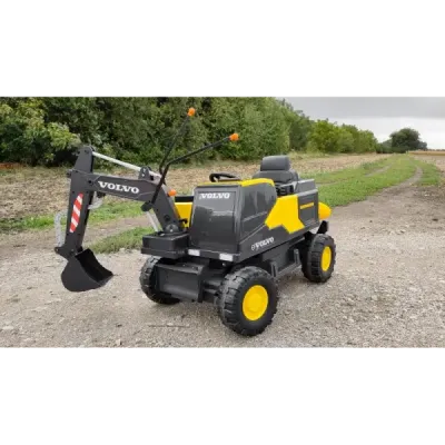 Elektrický Bagr Volvo Excavator 12V s podkopovou lžící, Jednomístné, zelený, měkké koženkové sedátko, MP3 Přehrávač s USB/SD/AUX