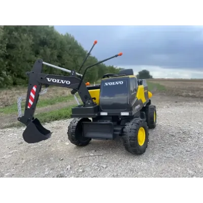 Elektrický Bagr Volvo Excavator 12V s podkopovou lžící, Jednomístné, zelený, měkké koženkové sedátko, MP3 Přehrávač s USB/SD/AUX