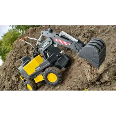 Elektrický Bagr Volvo Excavator 12V s podkopovou lžící, Jednomístné, zelený, měkké koženkové sedátko, MP3 Přehrávač s USB/SD/AUX