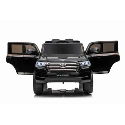 Elektrické autíčko Toyota Landcruiser 12V, černé, Koženkové sedátko, 2,4 GHz dálkové ovládání, USB/AUX Vstup, Odpružení, 12V bat