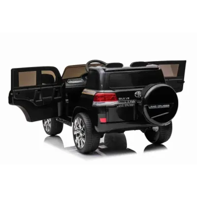 Elektrické autíčko Toyota Landcruiser 12V, černé, Koženkové sedátko, 2,4 GHz dálkové ovládání, USB/AUX Vstup, Odpružení, 12V bat