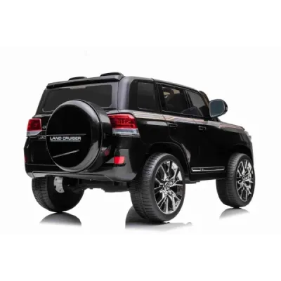 Elektrické autíčko Toyota Landcruiser 12V, černé, Koženkové sedátko, 2,4 GHz dálkové ovládání, USB/AUX Vstup, Odpružení, 12V bat