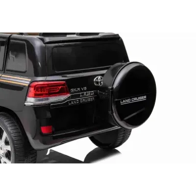 Elektrické autíčko Toyota Landcruiser 12V, černé, Koženkové sedátko, 2,4 GHz dálkové ovládání, USB/AUX Vstup, Odpružení, 12V bat