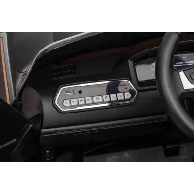 Elektrické autíčko Toyota Landcruiser 12V, černé, Koženkové sedátko, 2,4 GHz dálkové ovládání, USB/AUX Vstup, Odpružení, 12V bat