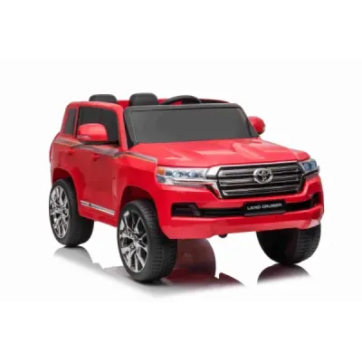 Elektrické autíčko Toyota Landcruiser 12V, červené, Koženkové sedátko, 2,4 GHz dálkové ovládání, USB/AUX Vstup, Odpružení, 12V b