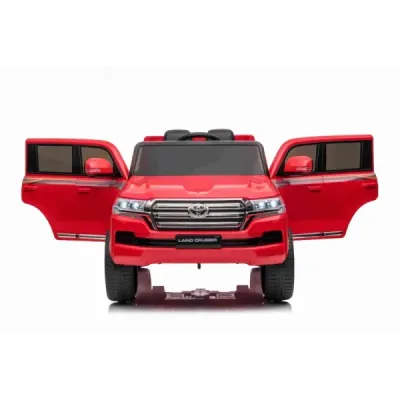Elektrické autíčko Toyota Landcruiser 12V, červené, Koženkové sedátko, 2,4 GHz dálkové ovládání, USB/AUX Vstup, Odpružení, 12V b