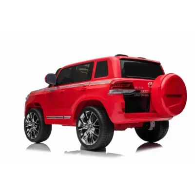 Elektrické autíčko Toyota Landcruiser 12V, červené, Koženkové sedátko, 2,4 GHz dálkové ovládání, USB/AUX Vstup, Odpružení, 12V b