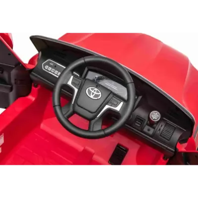 Elektrické autíčko Toyota Landcruiser 12V, červené, Koženkové sedátko, 2,4 GHz dálkové ovládání, USB/AUX Vstup, Odpružení, 12V b