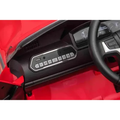 Elektrické autíčko Toyota Landcruiser 12V, červené, Koženkové sedátko, 2,4 GHz dálkové ovládání, USB/AUX Vstup, Odpružení, 12V b