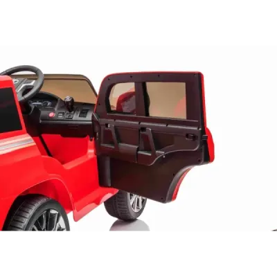 Elektrické autíčko Toyota Landcruiser 12V, červené, Koženkové sedátko, 2,4 GHz dálkové ovládání, USB/AUX Vstup, Odpružení, 12V b