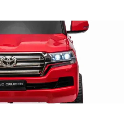 Elektrické autíčko Toyota Landcruiser 12V, červené, Koženkové sedátko, 2,4 GHz dálkové ovládání, USB/AUX Vstup, Odpružení, 12V b