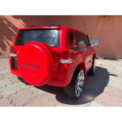 Elektrické autíčko Toyota Landcruiser 12V, červené, Koženkové sedátko, 2,4 GHz dálkové ovládání, USB/AUX Vstup, Odpružení, 12V b