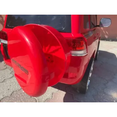 Elektrické autíčko Toyota Landcruiser 12V, červené, Koženkové sedátko, 2,4 GHz dálkové ovládání, USB/AUX Vstup, Odpružení, 12V b